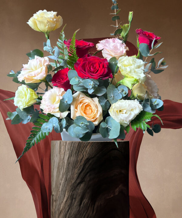 Burgundy and Gold Themed: Golden Splendor Floral Centrepiece