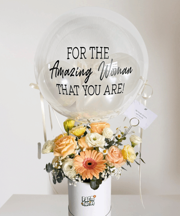 Queens Choice Hot Air Balloon Flower Arrangement