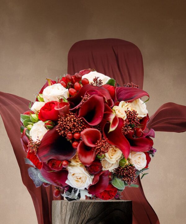 Burgundy and Gold Themed: Radiant Romance Bridal Bouquet