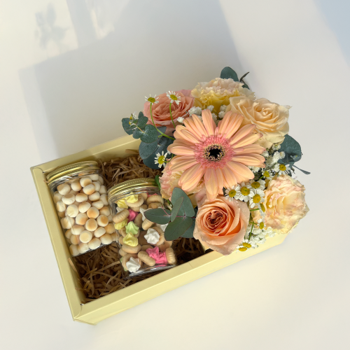 Sweet Serenity Box – A Gift of Blooms & Classic Treats