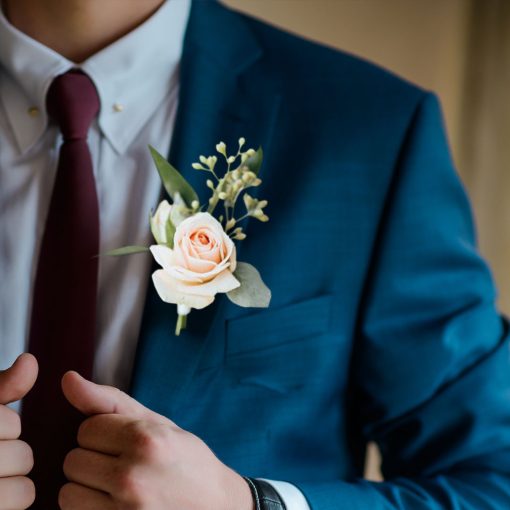 Whimsical Whispers: Blush and Ivory Bridal Themed Boutonniere - Image 5