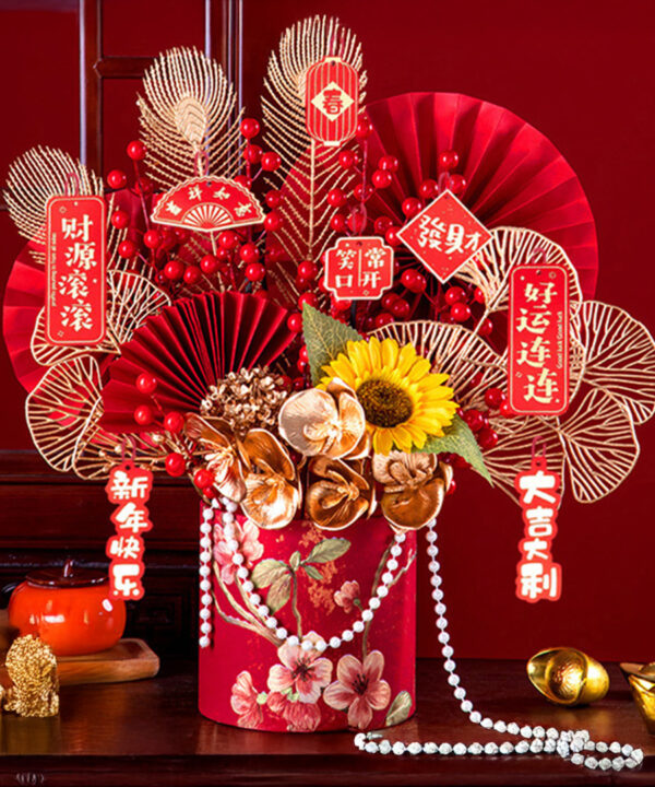 Lucky Glow – Premium CNY Artificial Flower Arrangement